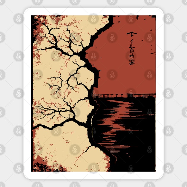 Post Apocalyptic Tree Japanese Dystopian Nature Art Print Magnet by TuncGK